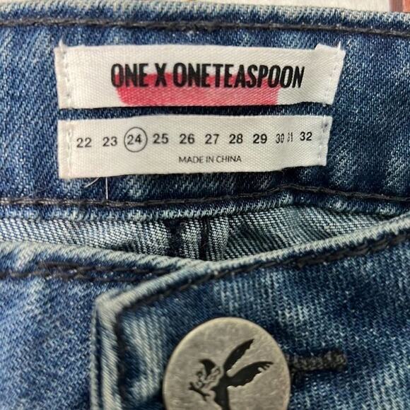 NWT ONE X ONE TEASPOON HOOLIGANS STRAIGHT LEG DISTRESSED JEANS SIZE 24 - Picture 4 of 6